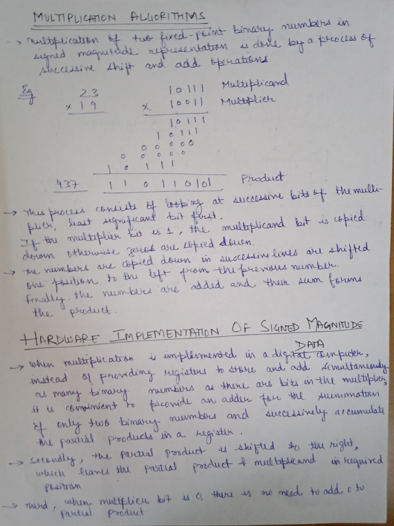 COA notes multiplication algorithms | PDF