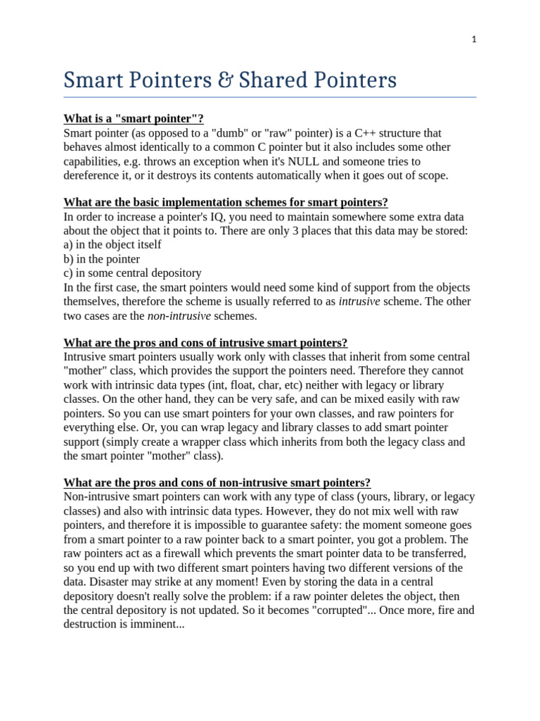Smart and Shared Pointers | PDF | Pointer (Computer Programming ...