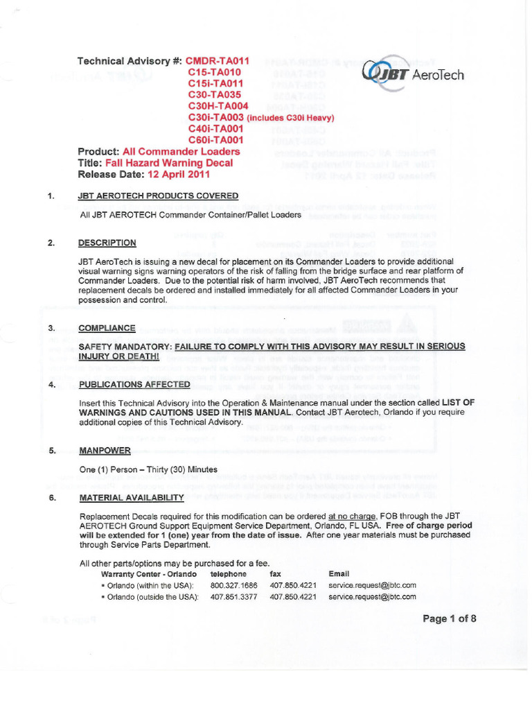 Decal List of Warnings | PDF