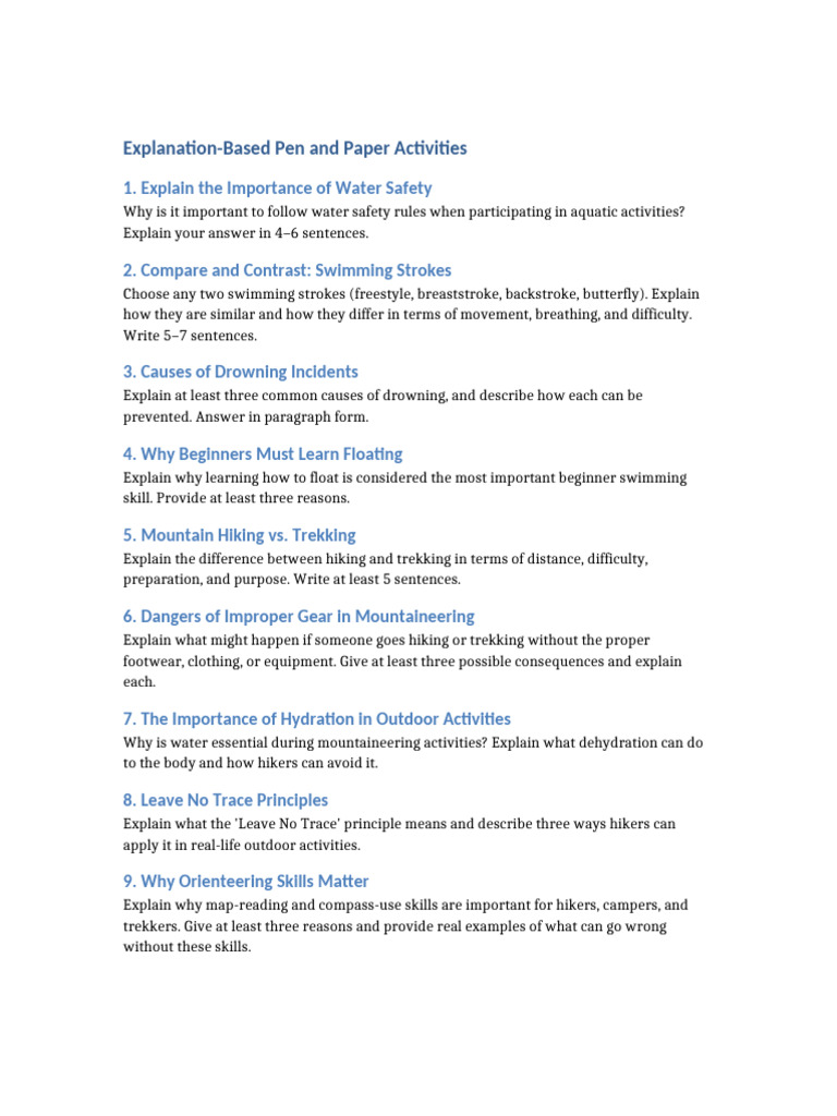 Explanation Activities Worksheet (1) | PDF