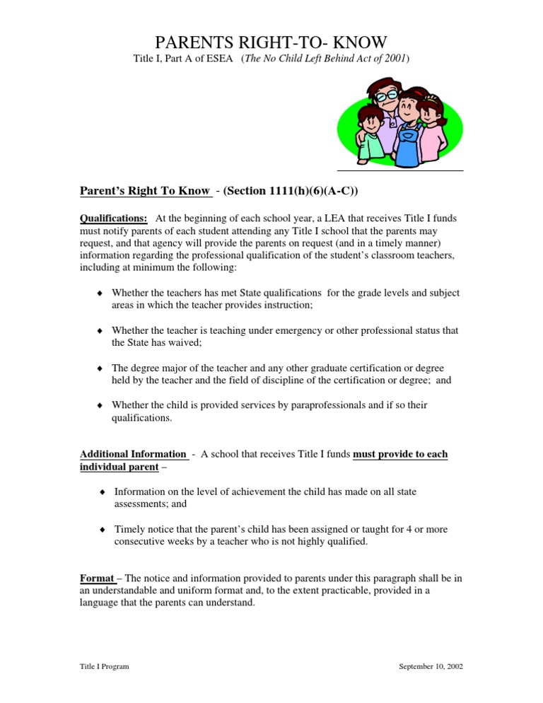 Title I - Parents Right To Know Flyer | PDF