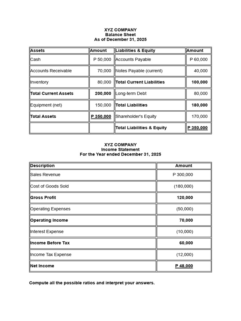 Sample Financial Statements | PDF