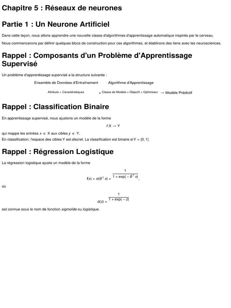 Vrai Réseaux de Neurones - 1 | PDF | Apprentissage automatique ...