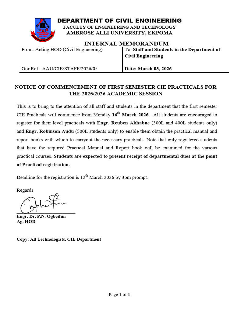 Commencement of CIE Practicals | PDF
