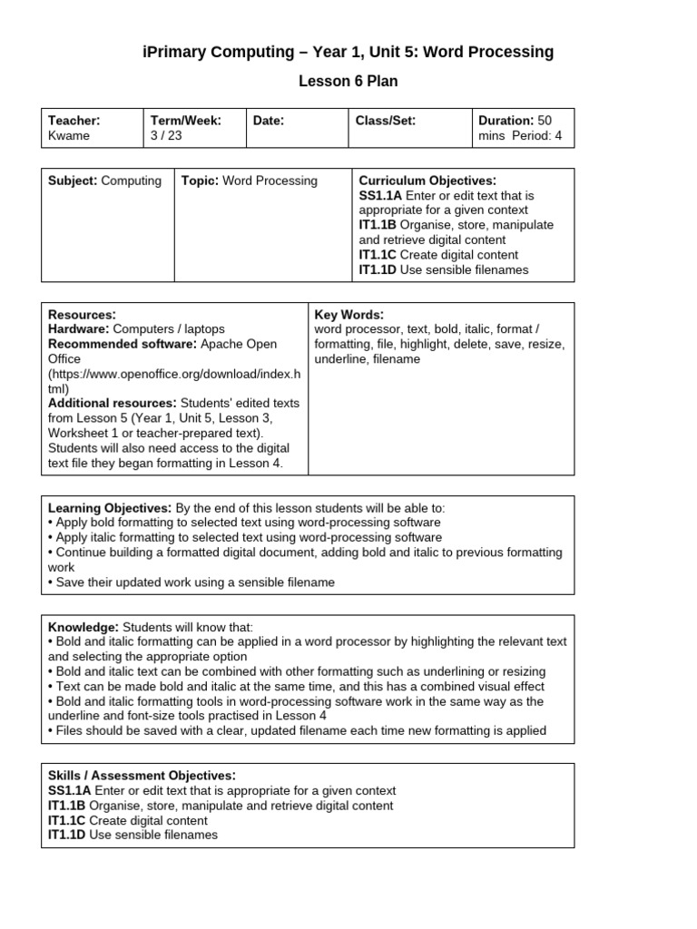 Unit5 Lesson6 Completed | PDF | Word Processor | Computer File