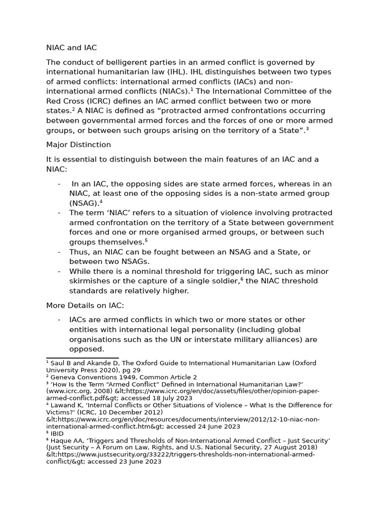 NIAC VC IAC | PDF | Geneva Conventions | International Humanitarian Law