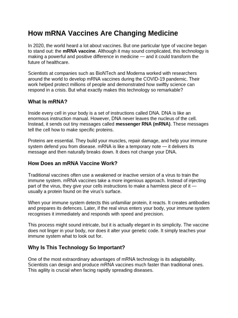 How MRNA Vaccines Are Changing Medicine | PDF | Vaccines | Messenger Rna