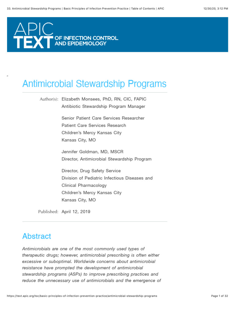 33. Antimicrobial Stewardship Programs _ Basic Principles of Infection ...