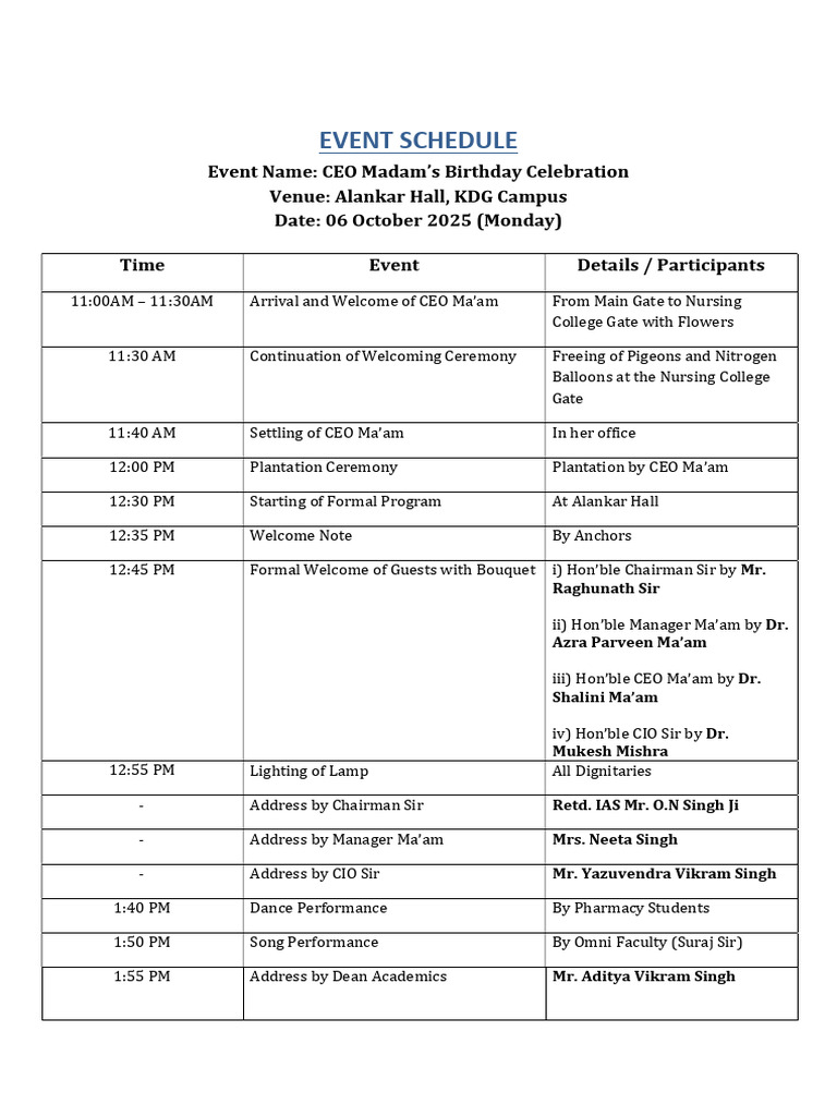 Event Schedule | PDF