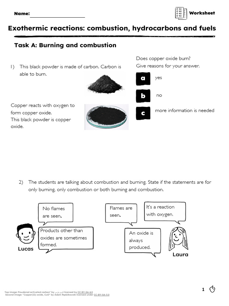 Combustion Reactions and Fuels Worksheet Questions | PDF | Combustion ...