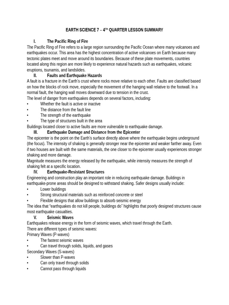 Earth Science 7 4th Quarter Lesson Summary | PDF | Atmosphere Of Earth ...