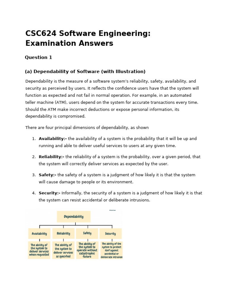 CSC624 Software Engineering - Examination Answers | PDF | Software ...