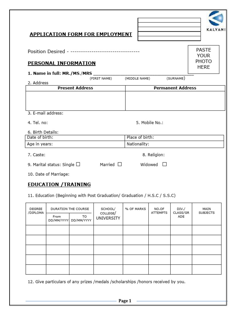 34.application Form - Rev1 | PDF
