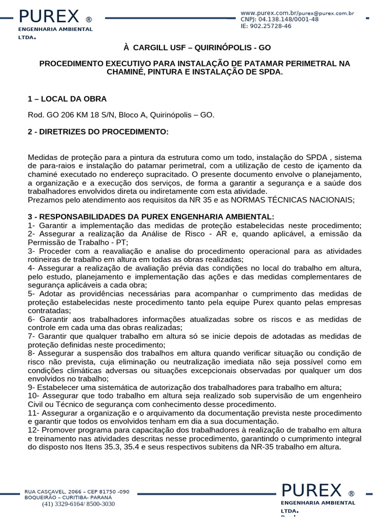 Procedimento de Instalação de Patamar | PDF | Engenheiro | Engenharia Civil