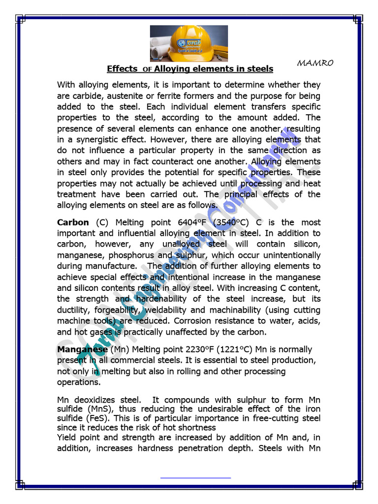 Effects of Alloying Elements in Steels-signed | PDF | Steel | Heat Treating