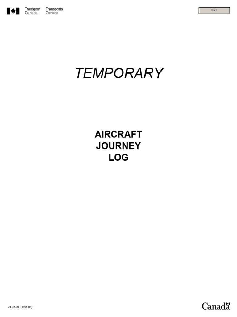 Temporary Aircraft Journey Log | PDF | Aircraft | Aeronautics