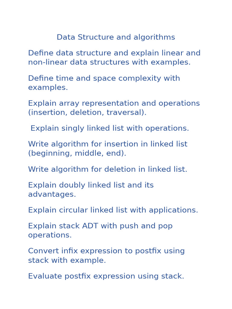 Important Topics Data Structure and Algorithms | PDF