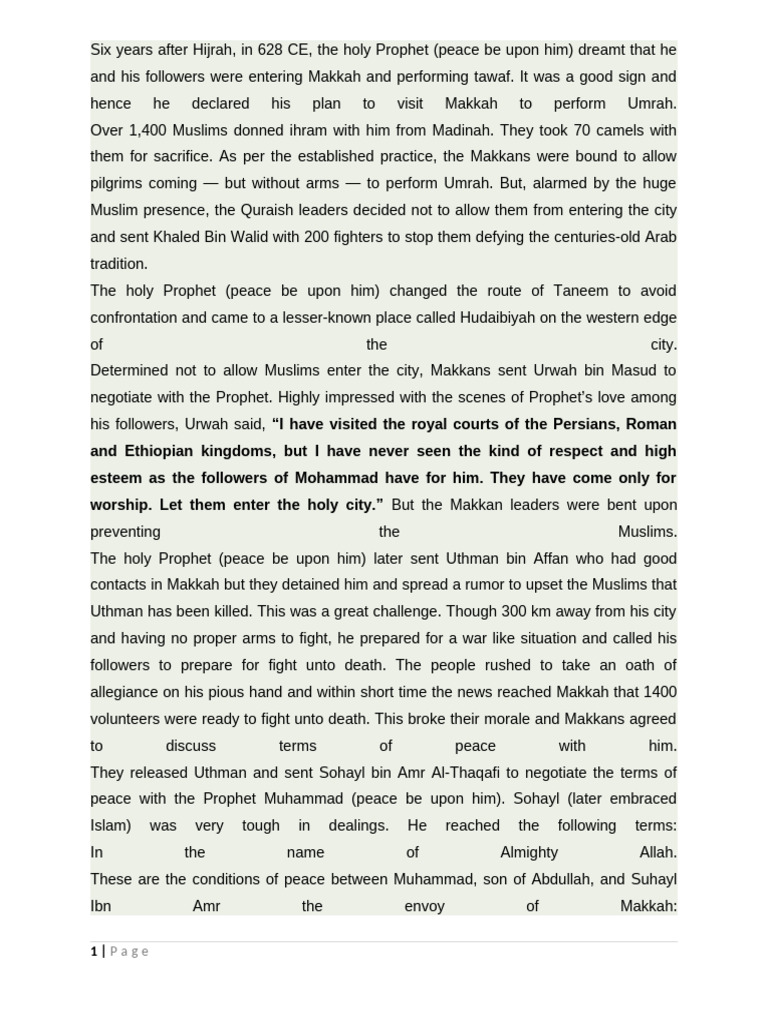 Treaty of Hudabiya p1 q4 | PDF | Mecca | Muhammad