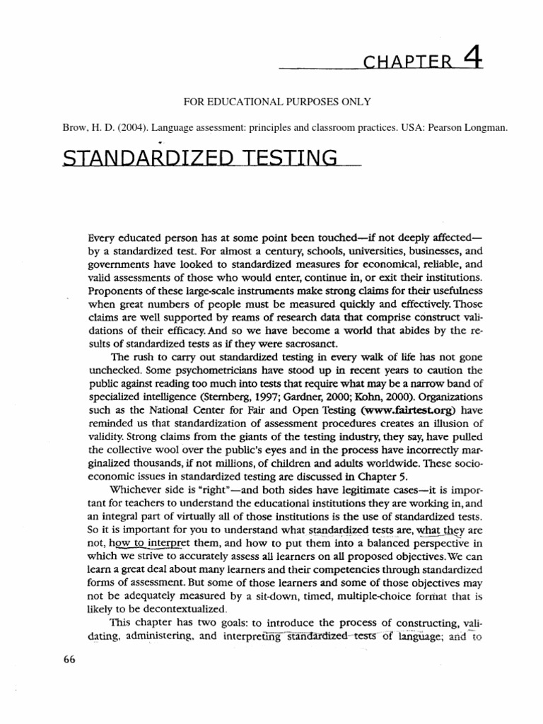 Standardized Testing Chapter 4 Brown | PDF | Standardized Tests | Test ...