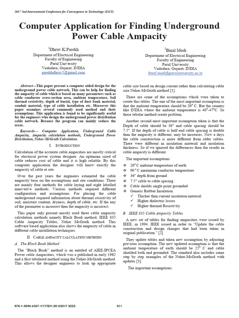 Computer application for finding underground power cable ampacity | PDF ...