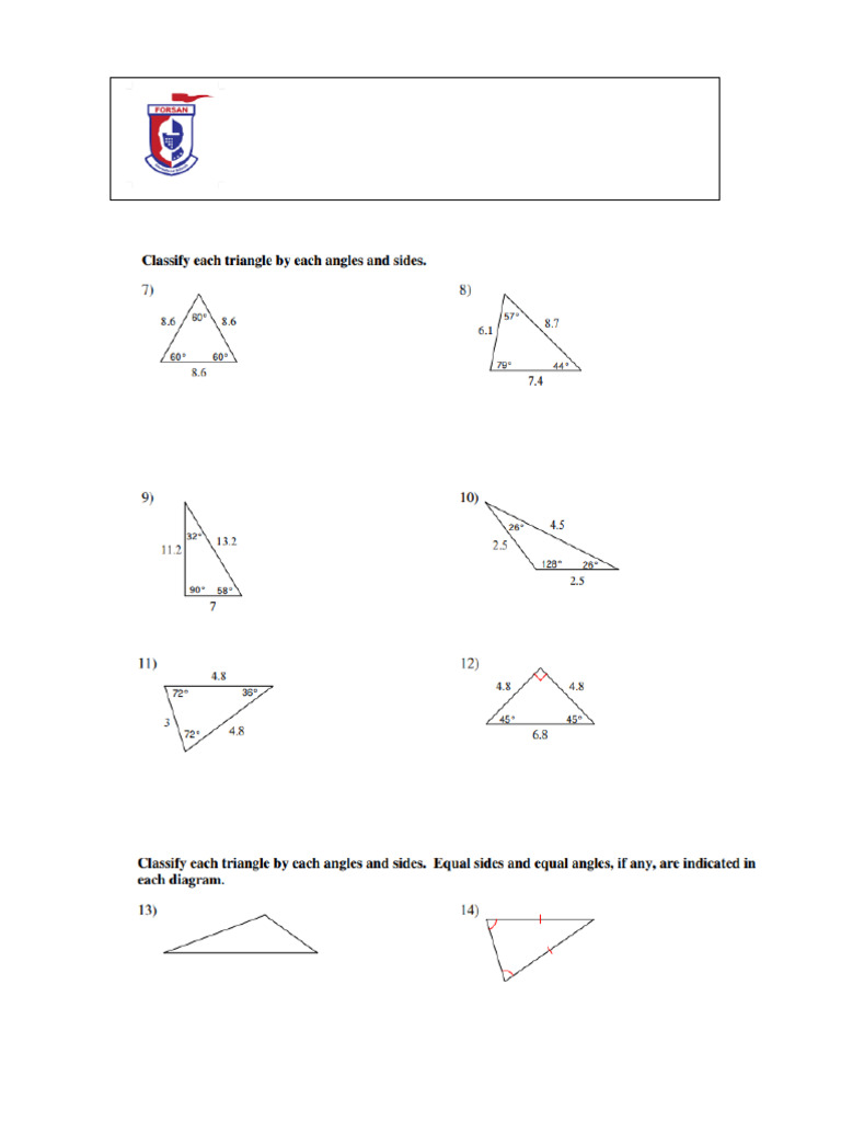Triangles HW Worksheet (1) | PDF