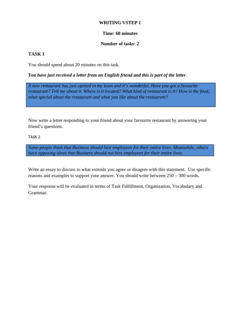 Entry Writing Test | PDF