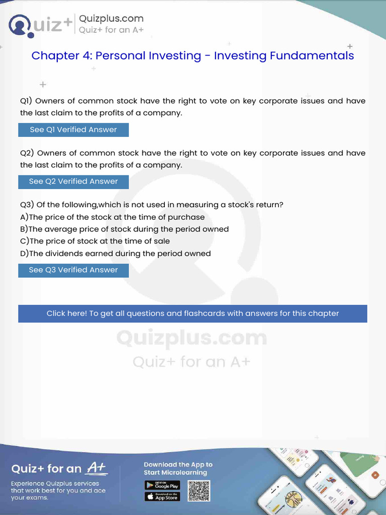 Owners of Common Stock Have the Right to Vote on Key Corporate Issues ...