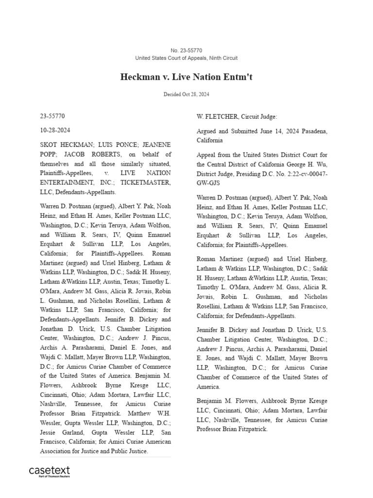Heckman v. Live Nation Entmt | PDF | Arbitration Clause | Civil Procedure