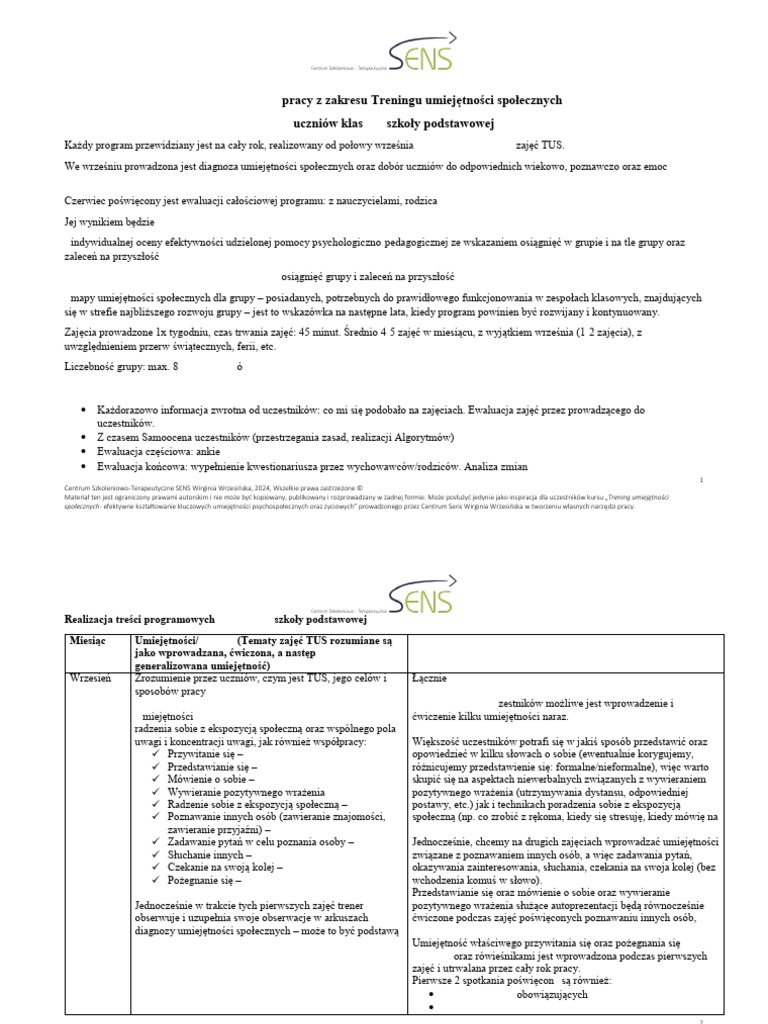 Programy pracy TUS dla klas 5-6 SP | PDF