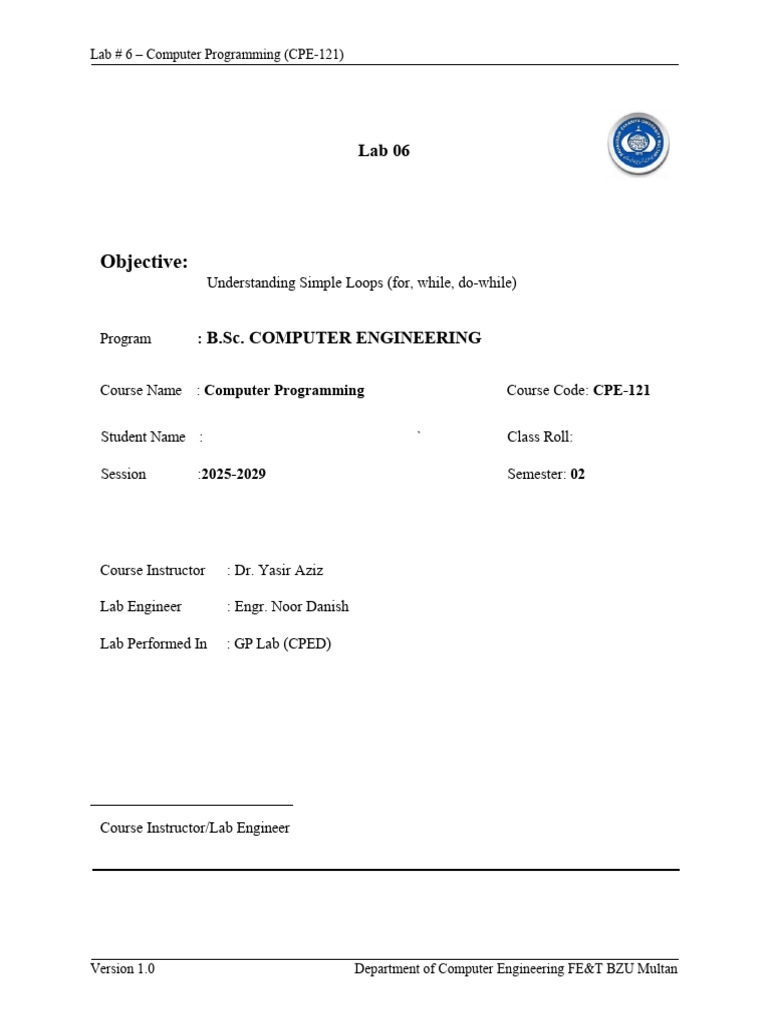 CPED-CP-LAB 06-2K25 to 2k29 | PDF | Control Flow | Computer Programming
