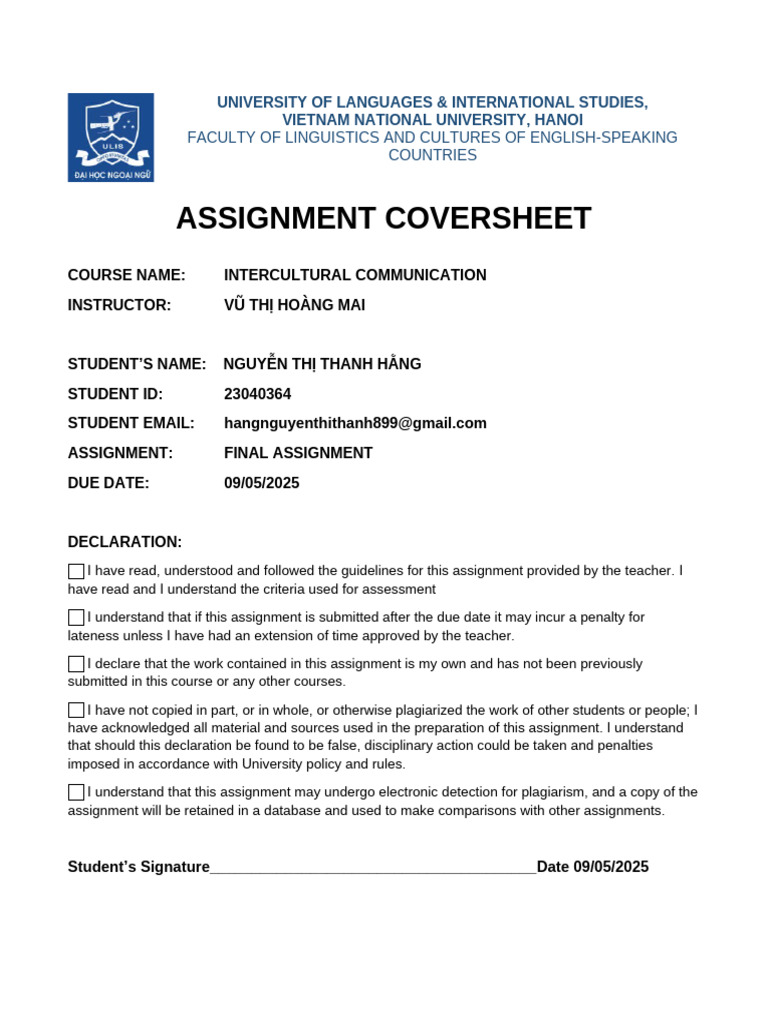 Assignment Cover Sheet.. | PDF | Metaphor | Semantics
