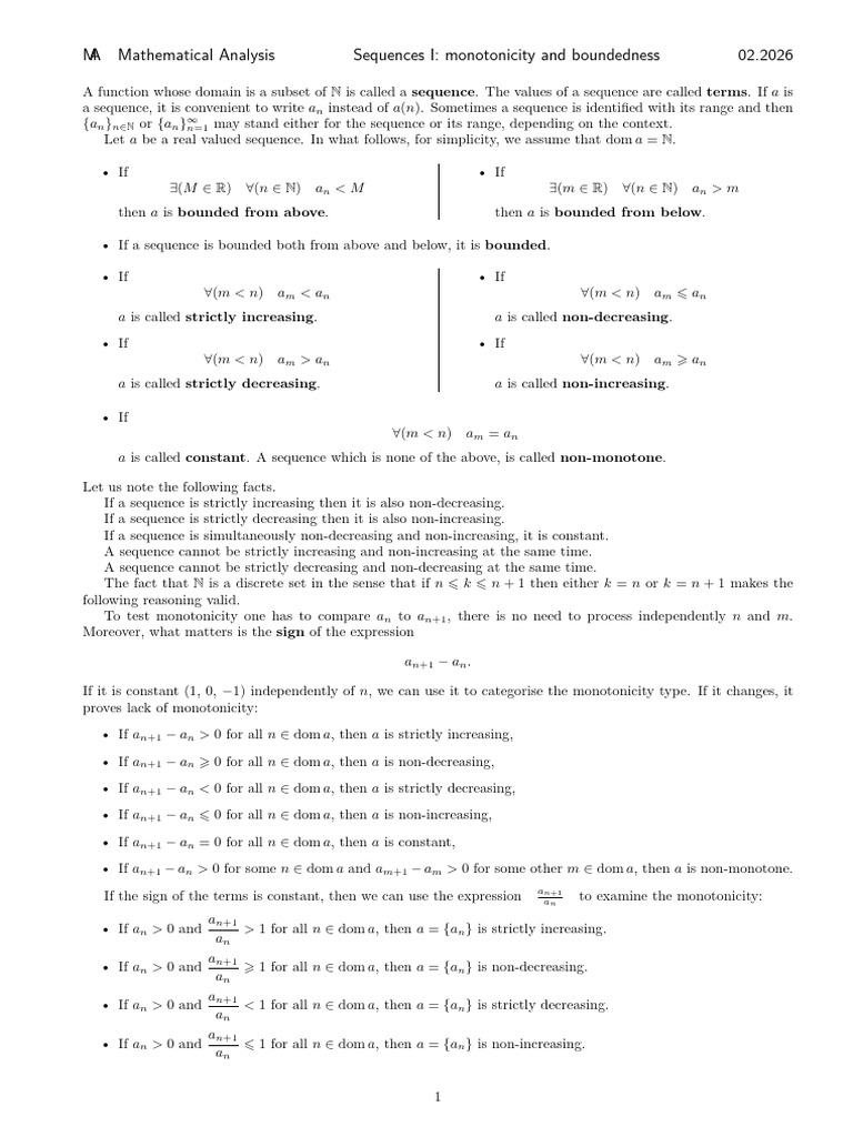 ma2526-1 | PDF | Sequence | Monotonic Function