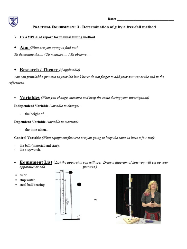 Report template - required practicals - A level Physics | PDF ...