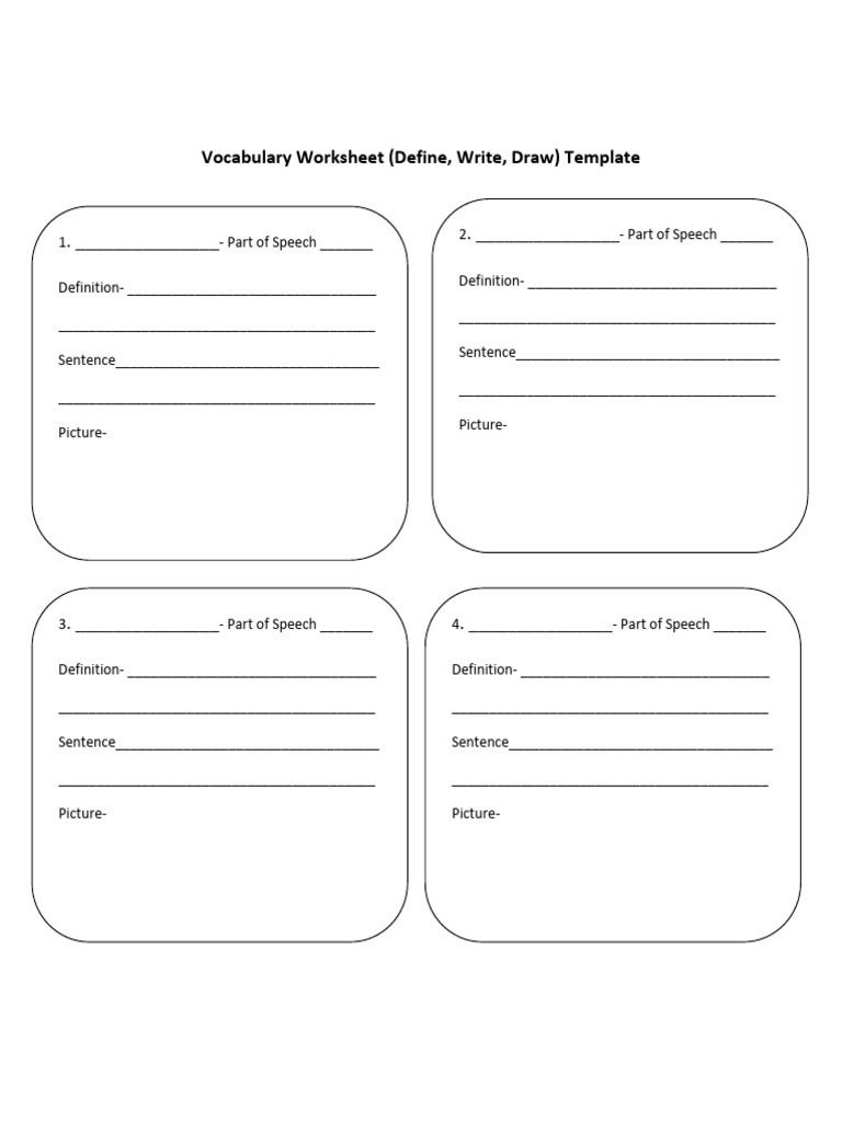 Vocabulary Define Write Draw Template | PDF