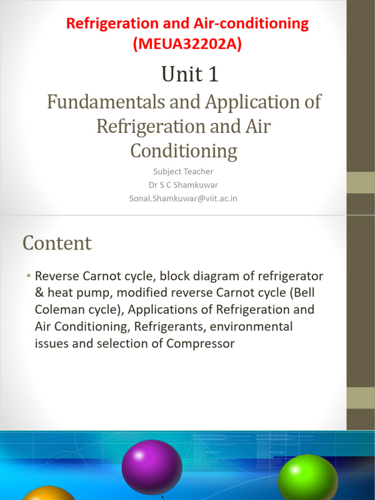 Unit 1 Fundamentals of Refrigeration New | PDF | Temperature ...