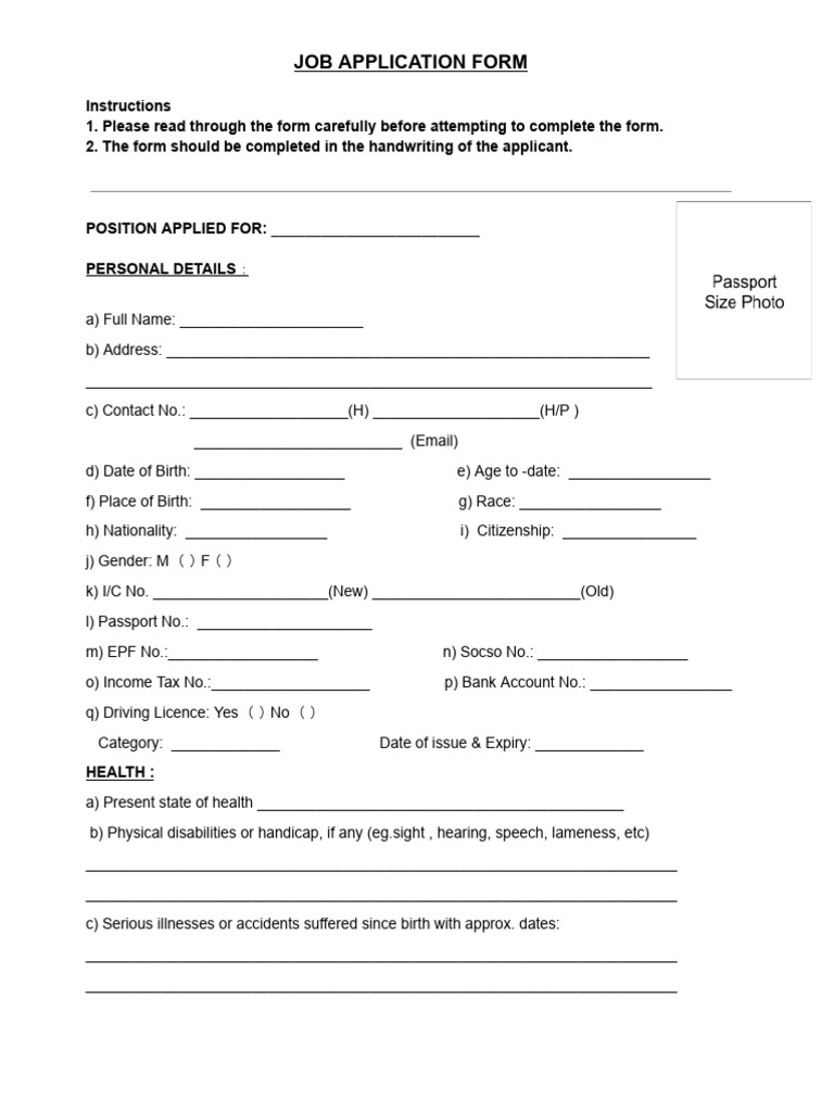 MLC Job Application Form | PDF | Employment | Justice