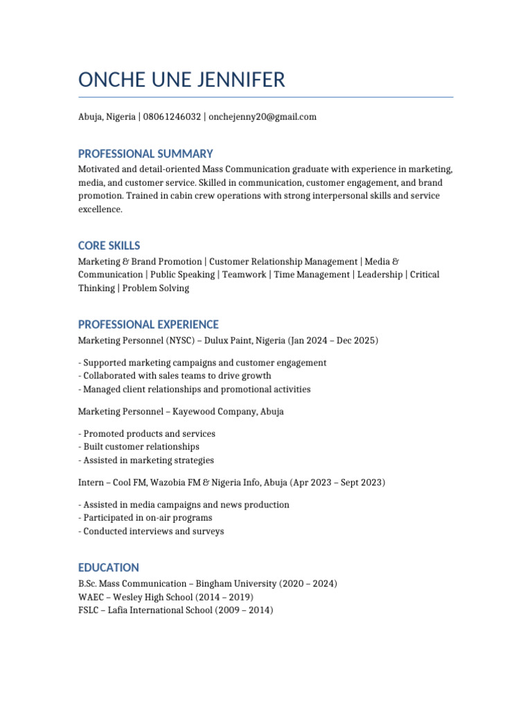 Jennifer Modern CV | PDF