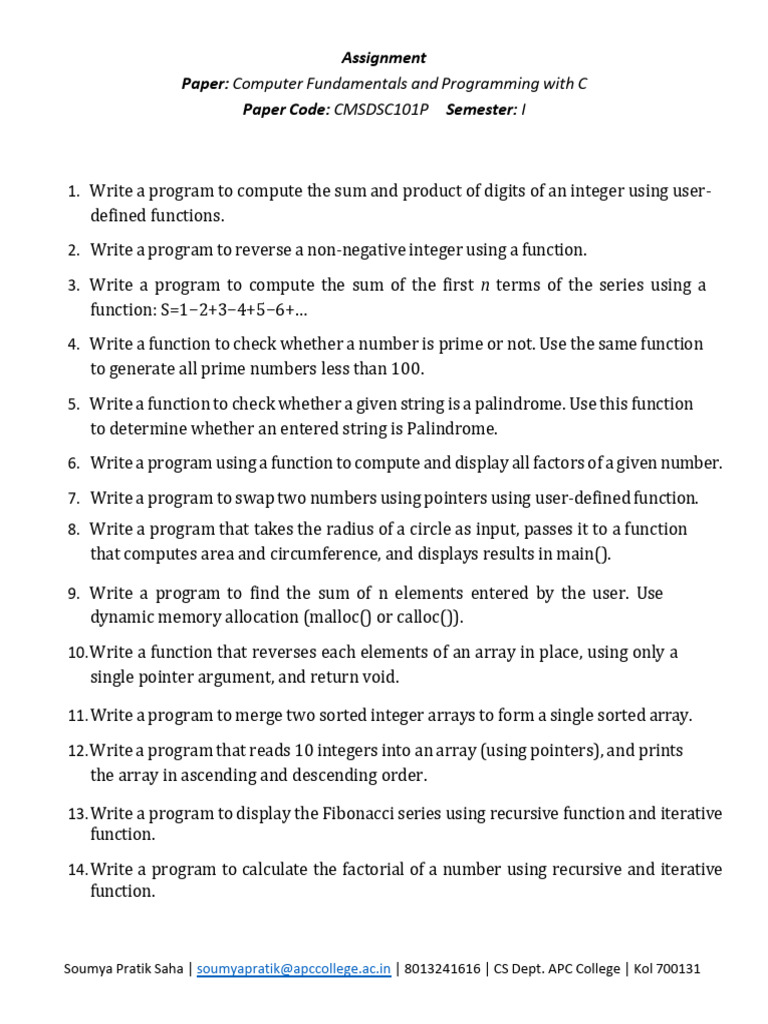 Internal Practice Question Paper | PDF | Pointer (Computer Programming ...