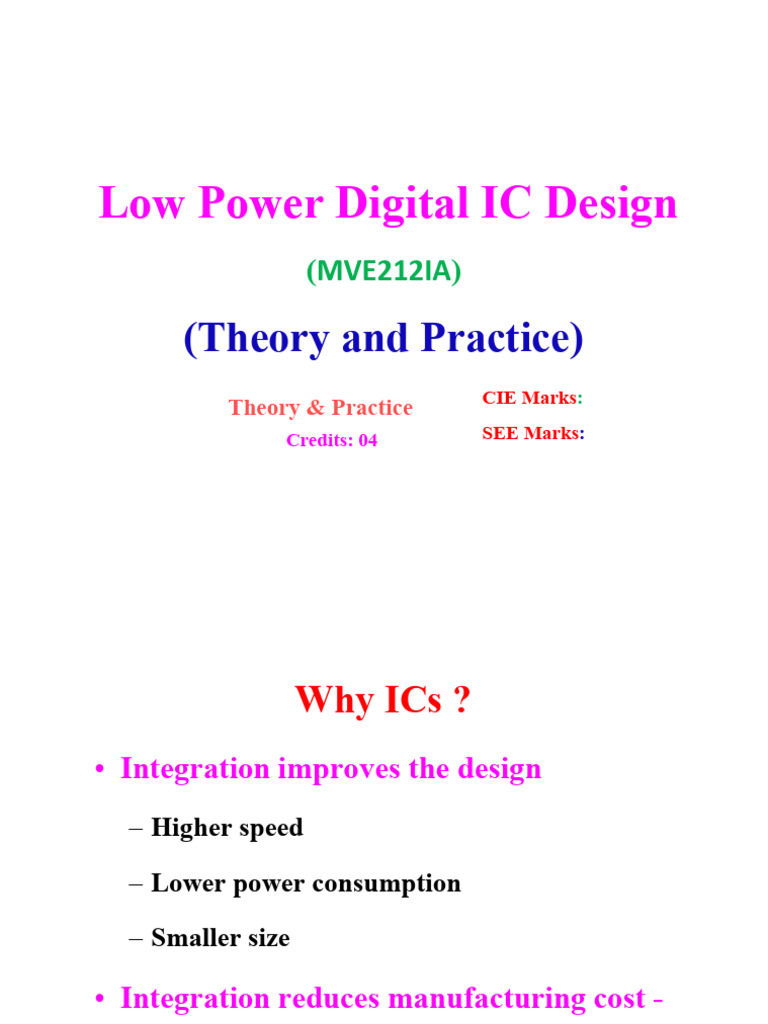 Unit1 Intn To CMOS Logic and LP Design | PDF | Integrated Circuit | Mosfet