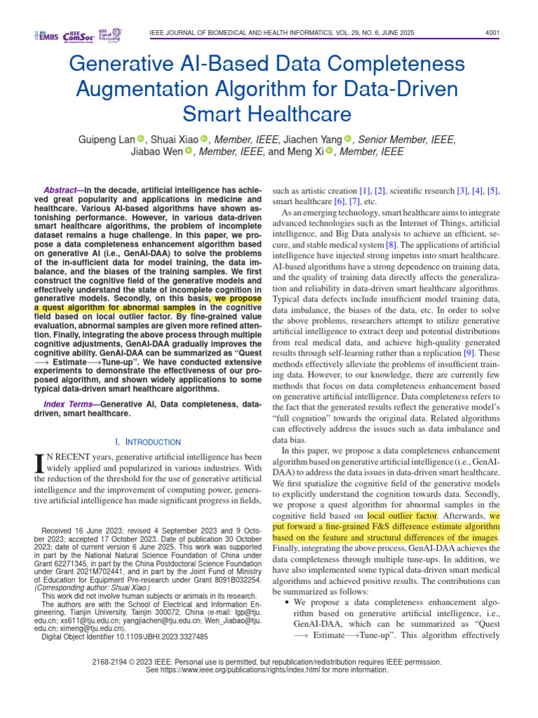 Generative AI-Based Data Completeness Augmentation Algorithm for Data ...