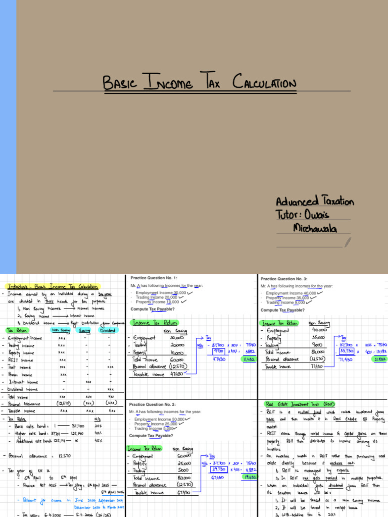 Basic Income Tax Calculation | PDF | Real Estate Investment Trust | Taxes