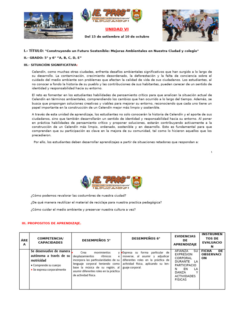 6° Unidad de Aprendizaje 2025 Marvin | PDF | Aprendizaje | Entorno natural