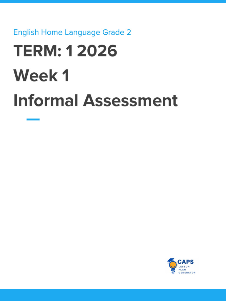 2 English Home Language TERM 1 Week 1 Test | PDF