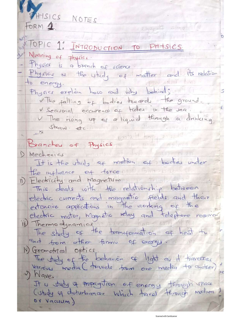 Physics Form 1 Written Notes_compressed | PDF