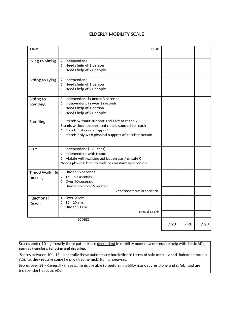 Elderly Mobility Scale | PDF