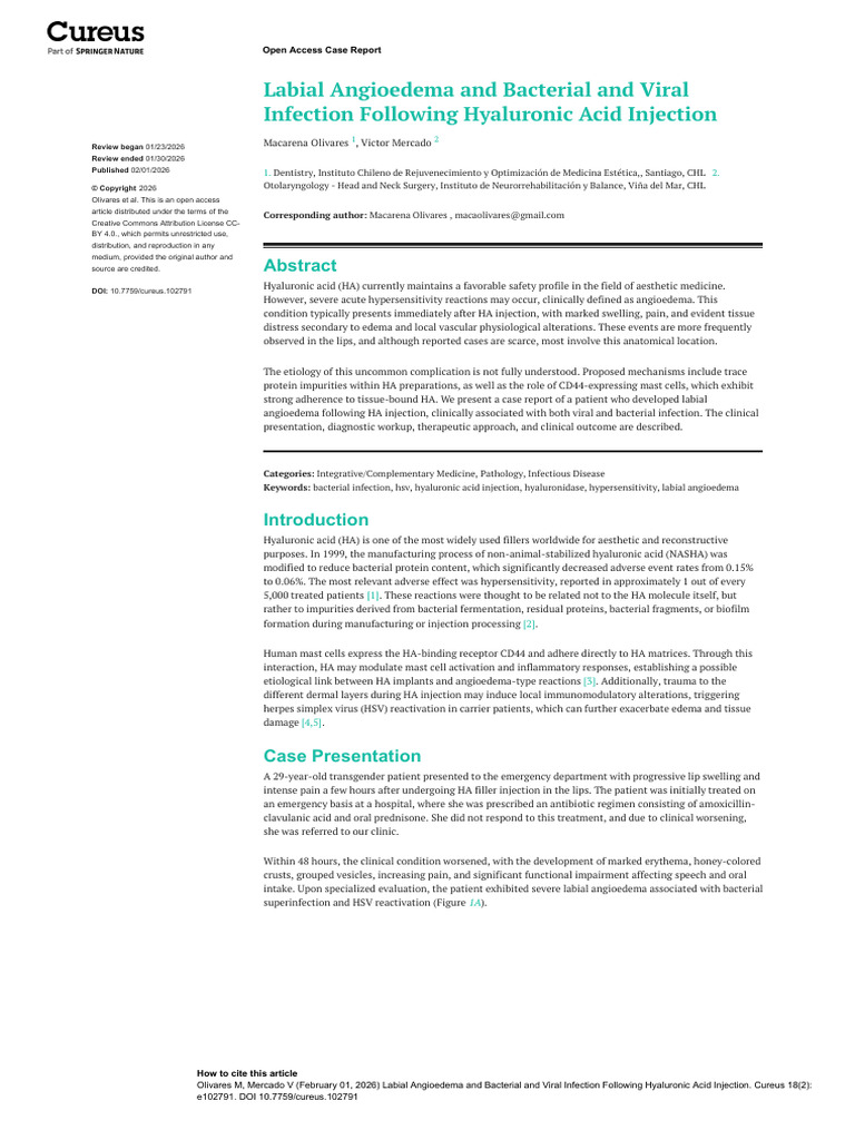 Angioedema labial Paper Maca | PDF | Inflammation | Infection