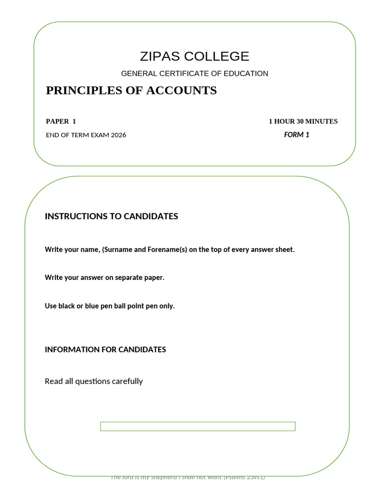 Principles of Accounts Form 1 | PDF