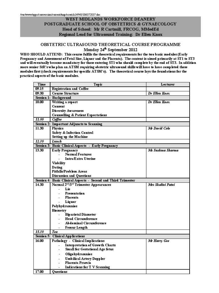 Obstetric Ultrasound Course Overview | PDF | Self-Improvement | Science ...