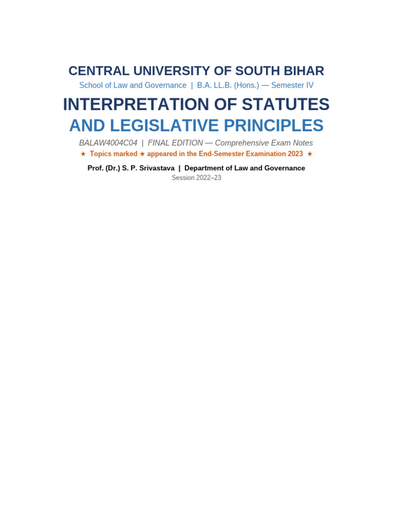 IOS Final Notes | PDF | Statutory Interpretation | Plain Meaning Rule