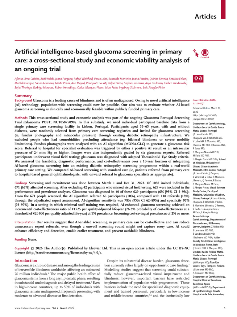 Artificial Intelligence Based Glaucoma Screening i | PDF | Glaucoma ...